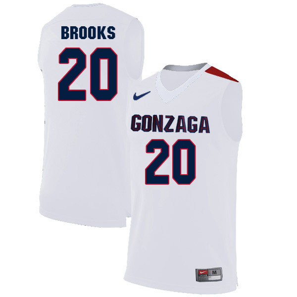 Men #20 Colby Brooks Gonzaga Bulldogs College Basketball Jerseys Sale-White - Click Image to Close